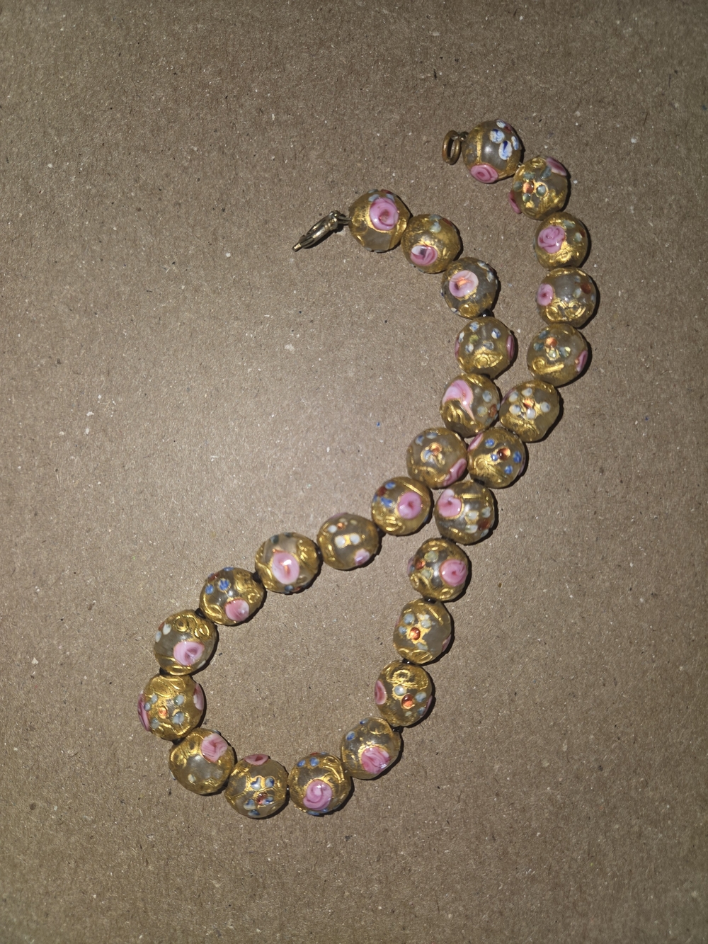 Vintage Murano Brushed Gold Wedding Cake Bead Choker - Picture 3 of 5